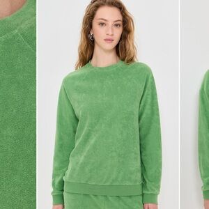 KULE Vibrant Green Terry Cloth Sweatshirt